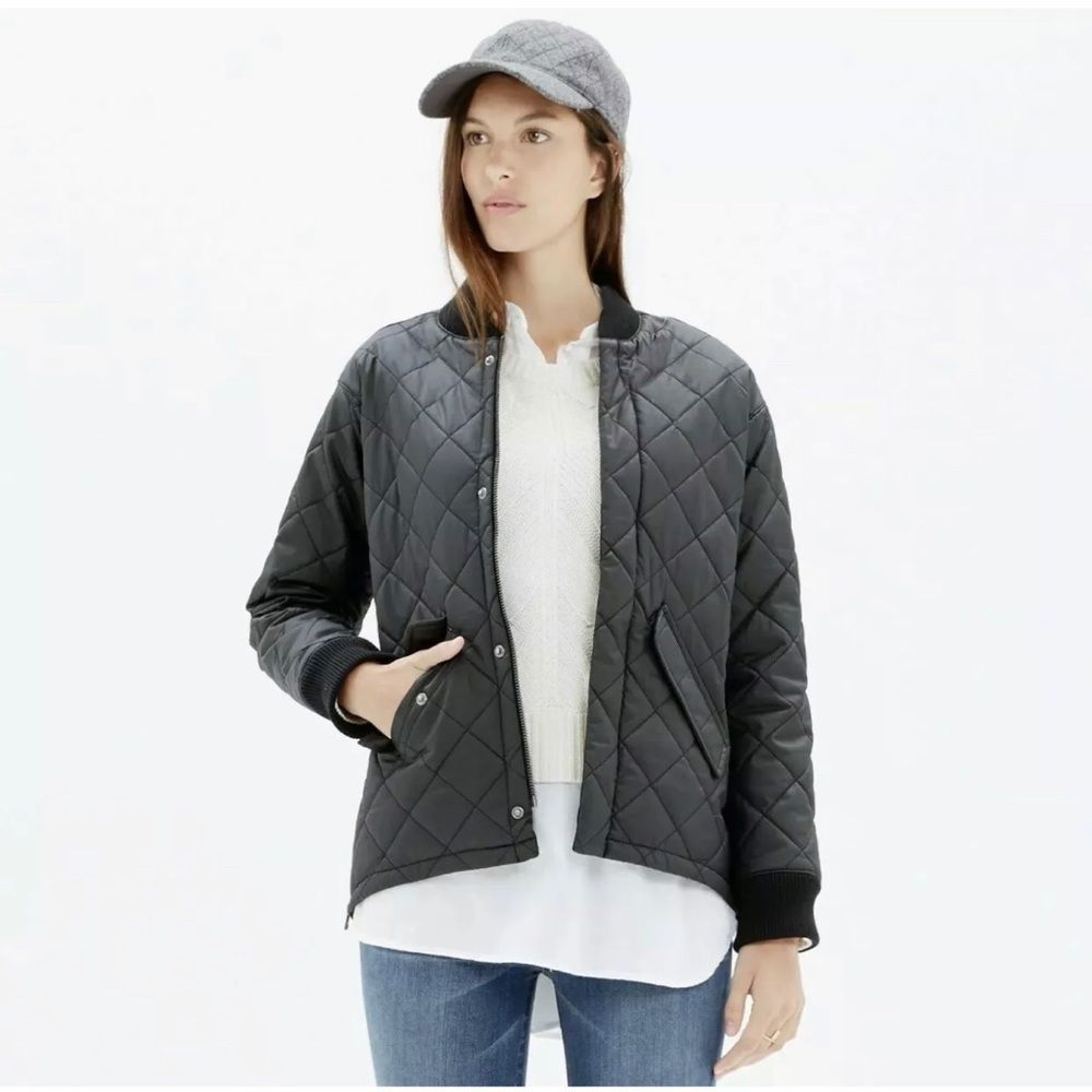 Madewell Session Jacket Large Black Coat Bomber